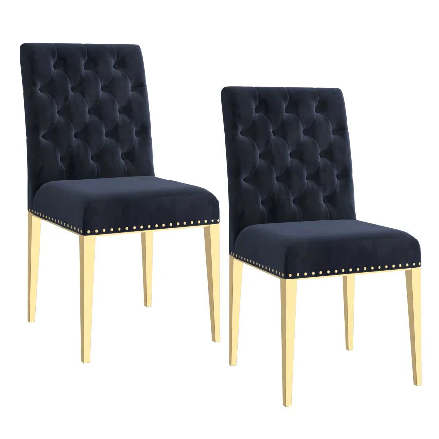 Azul Side Chair, set of 2, in Black with Gold Legs - Furniture Depot