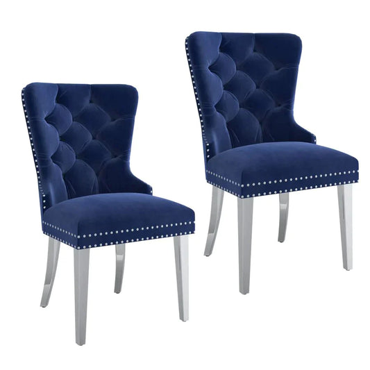 Hollis Side Chair, set of 2, in Navy - Furniture Depot