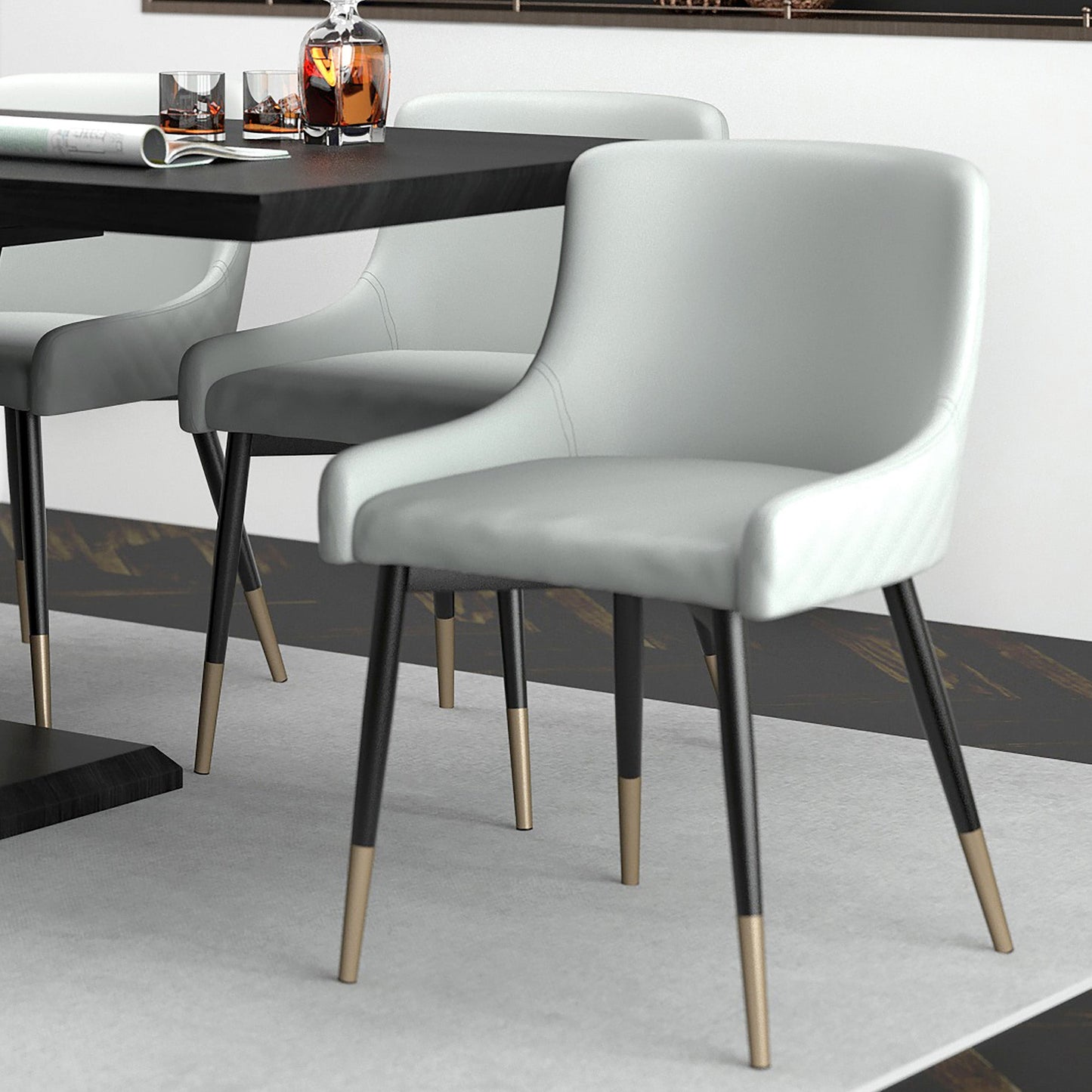 Xander Dining/Lounge Chair, Set of 2 in Light Grey and Black