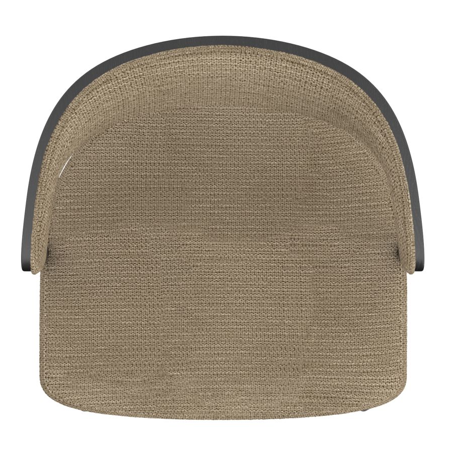 Kazan Dining Chair, Set of 2 in Dark Beige Performance Fabric & Black Metal