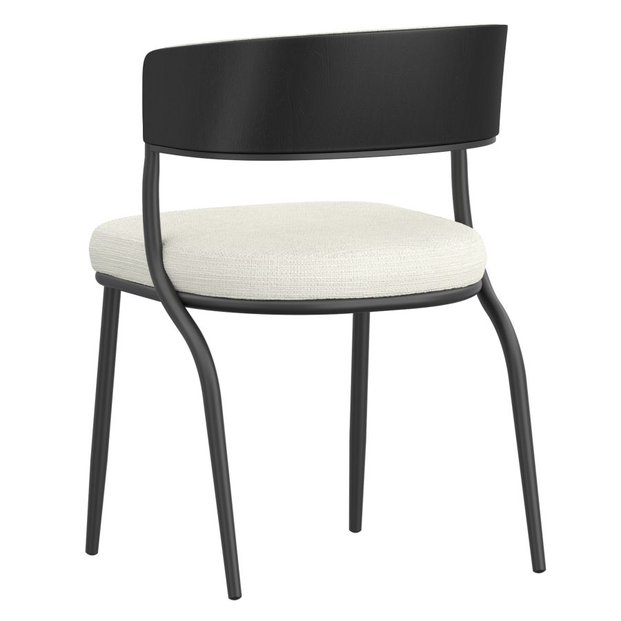 Kazan Dining Chair, Set of 2 in Ivory Performance Fabric & Black Metal
