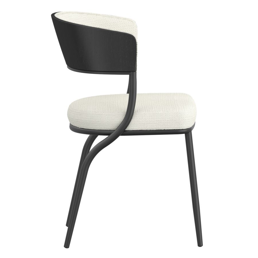Kazan Dining Chair, Set of 2 in Ivory Performance Fabric & Black Metal