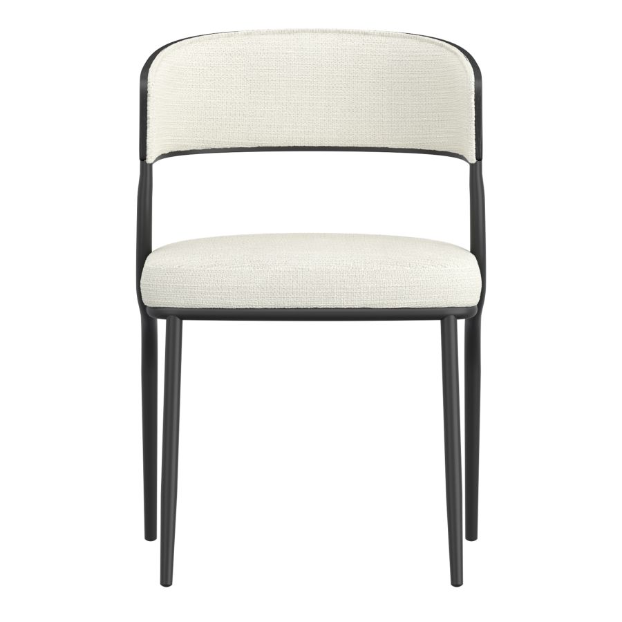 Kazan Dining Chair, Set of 2 in Ivory Performance Fabric & Black Metal