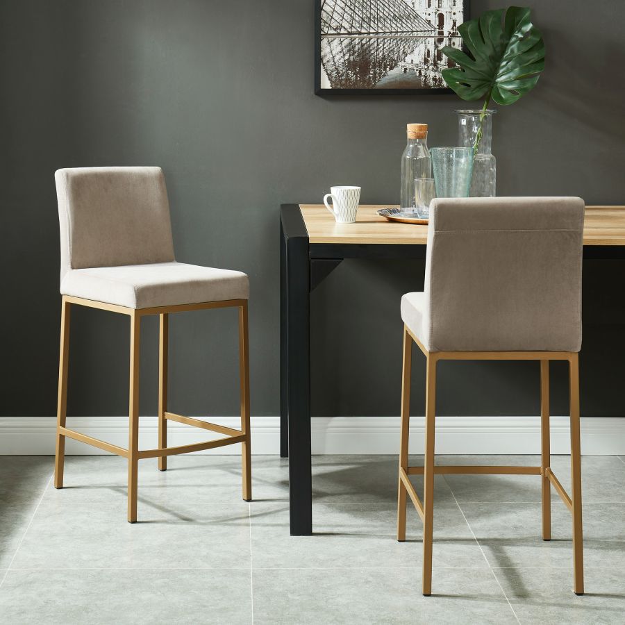 Diego 26" Counter Stool, set of 2, in Beige and Aged Gold