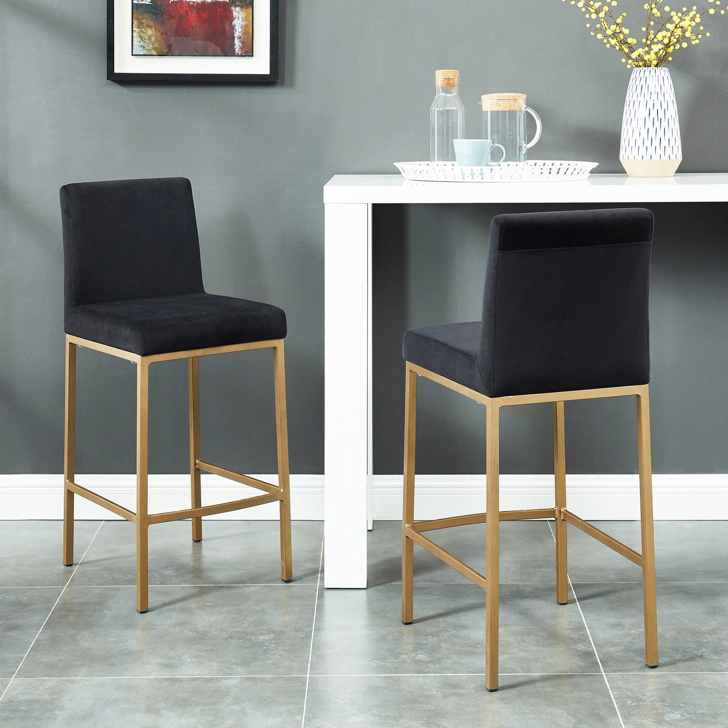 Diego 26" Counter Stool Black/Aged Gold