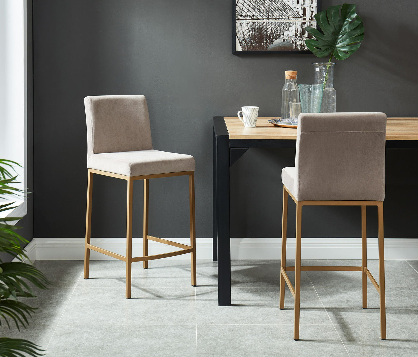 Diego 26" Counter Stool Grey/Aged Gold