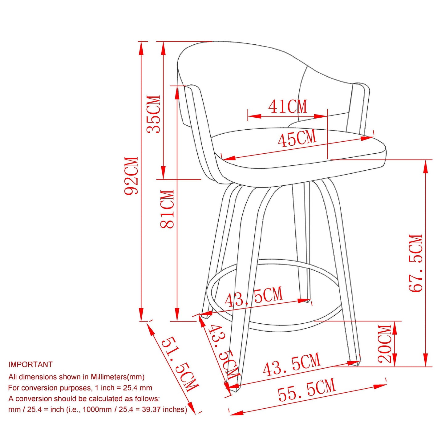 Freya 26'' Counter Stool Toffee Walnut