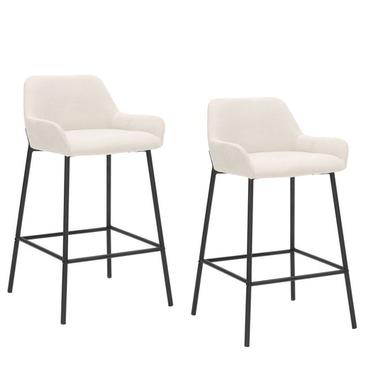 Baily 26" Counter Stool, Set of 2, in Beige and Black