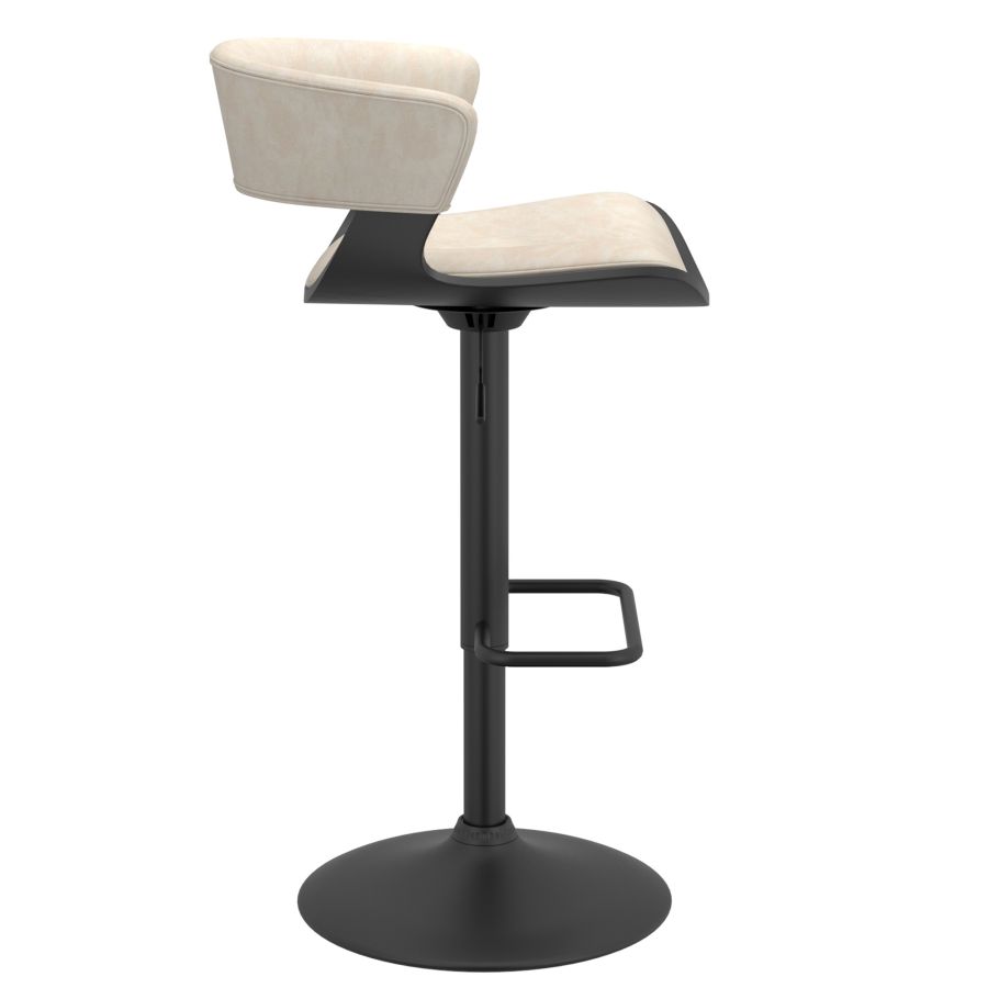 Rover Adjustable Air Lift Stool in Ivory and Black