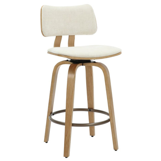 Zuni 26" Counter Stool with Swivel in Beige Fabric and Natural