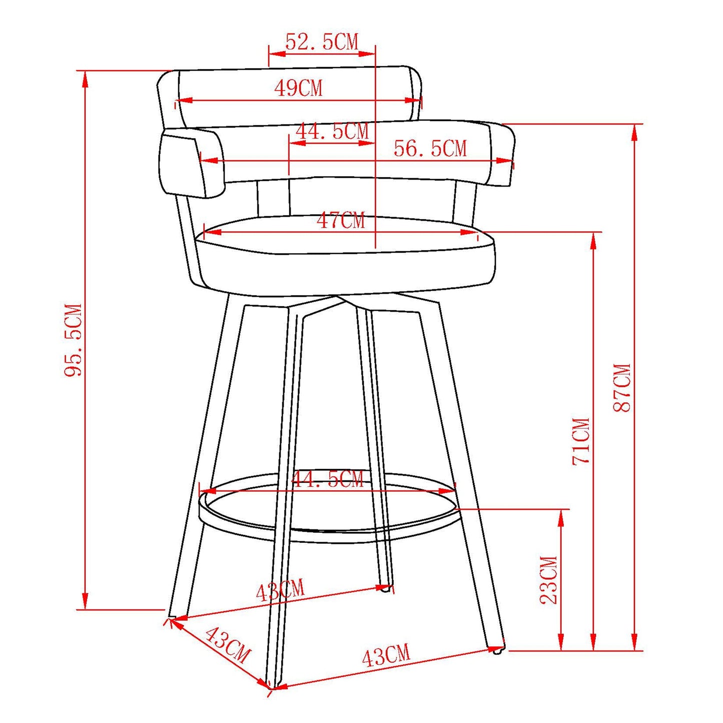 Oberon 26" Counter Stool Charcoal