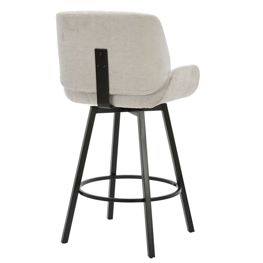 Fraser 26" Counter Stool, set of 2, with Swivel in Grey Fabric and Black