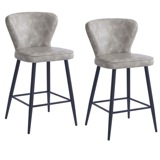 Clover 26" Counter Stool, Set of 2, in Vintage Grey Faux Leather and Black