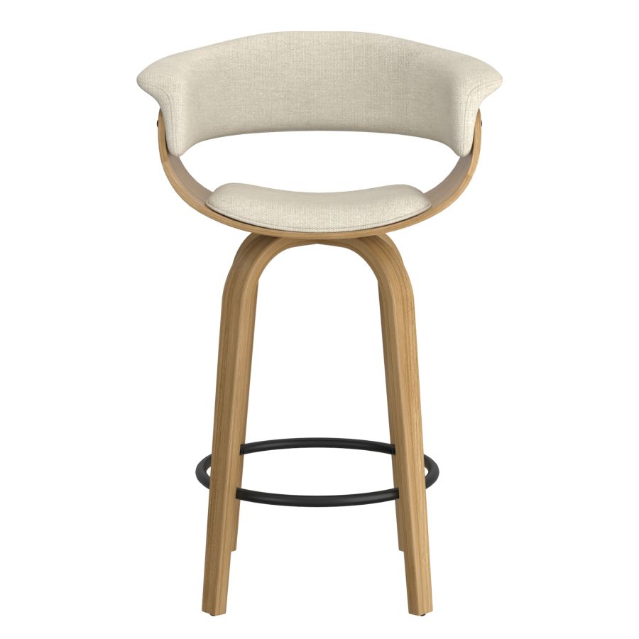 Holt 26" Counter Stool in Beige Fabric and Natural