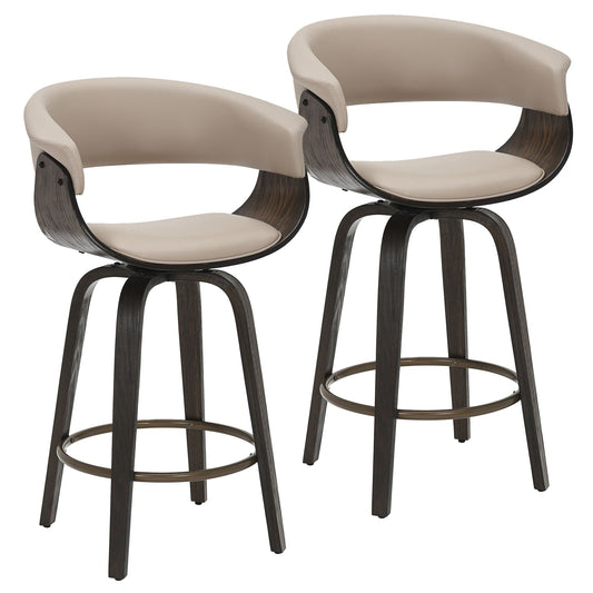 Holt 26" Counter Stool with Swivel, Mushroom and Walnut ( set of 2)