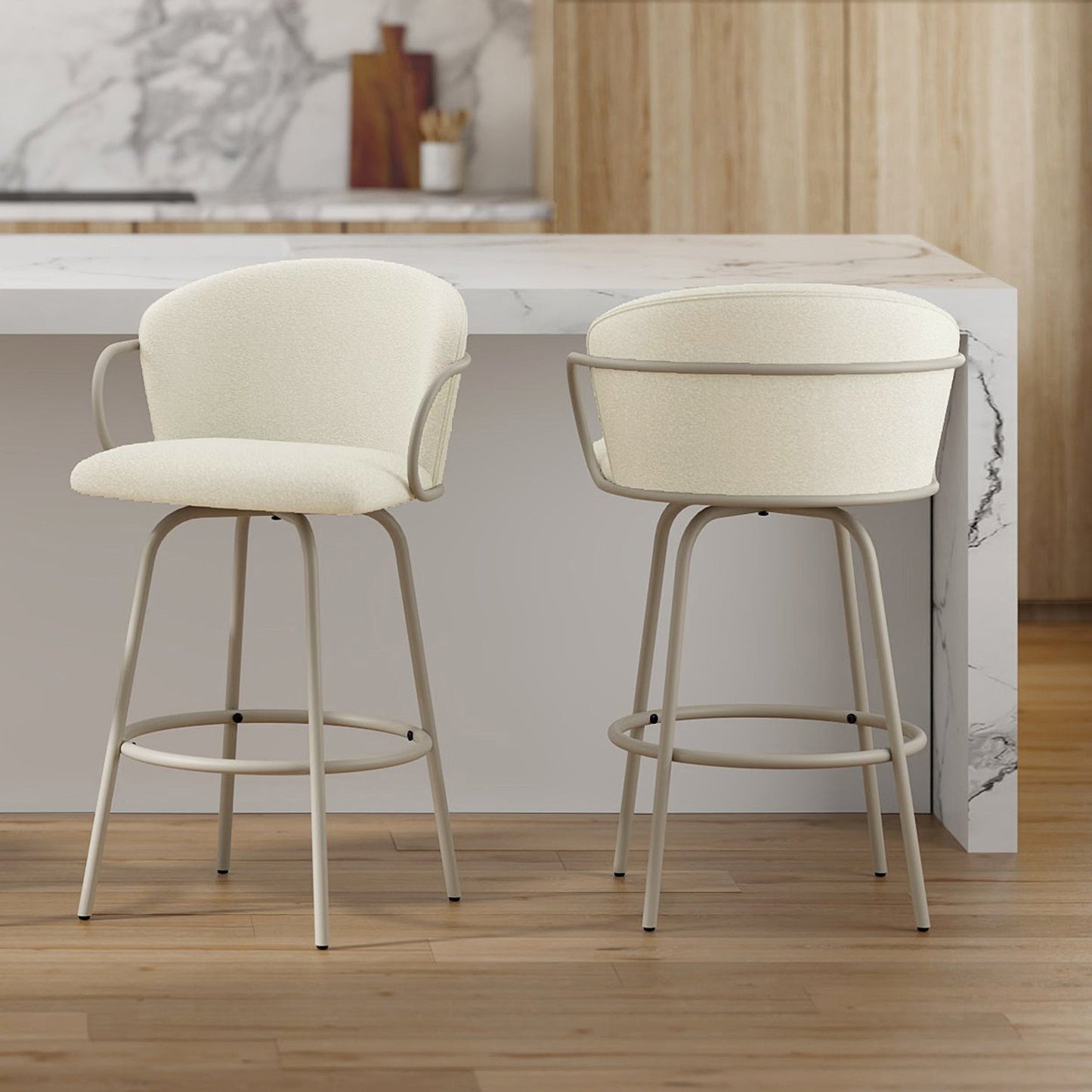 Kalani 26' Counter Stool with Swivel, Set of 2 Beige