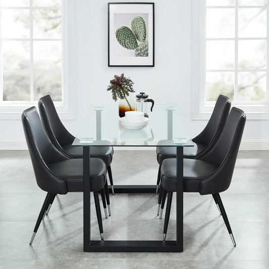 FRANCO BK/SILVANO GY-5PC DINING SET - Furniture Depot