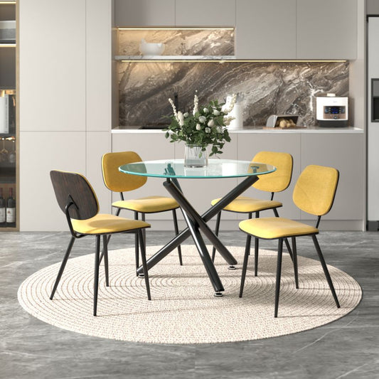 Suzette/Capri 5pc Dining Set in Black with Mustard Chair