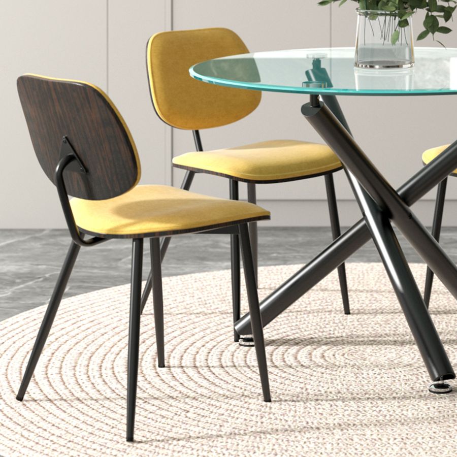 Suzette/Capri 5pc Dining Set in Black with Mustard Chair