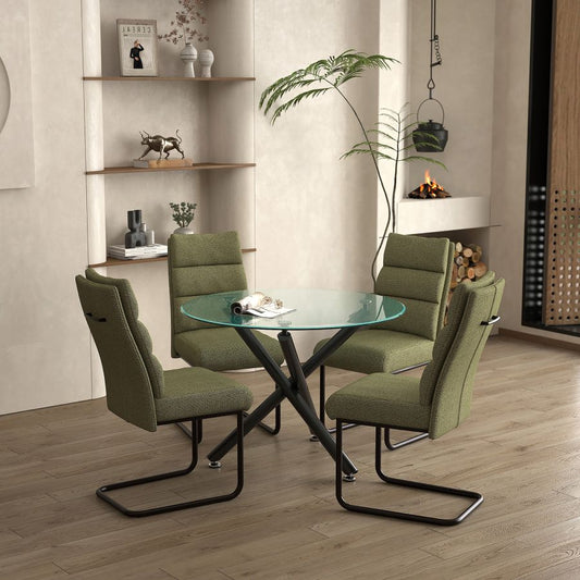 Suzette/Brodi 5pc Dining Set in Black Table with Sage Chair