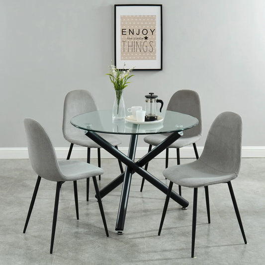 Suzette/Olly 5pc Dining Set, Black/Grey - Furniture Depot