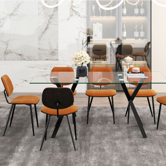 Stark/Capri 7pc Dining Set in Black with Rust Chair