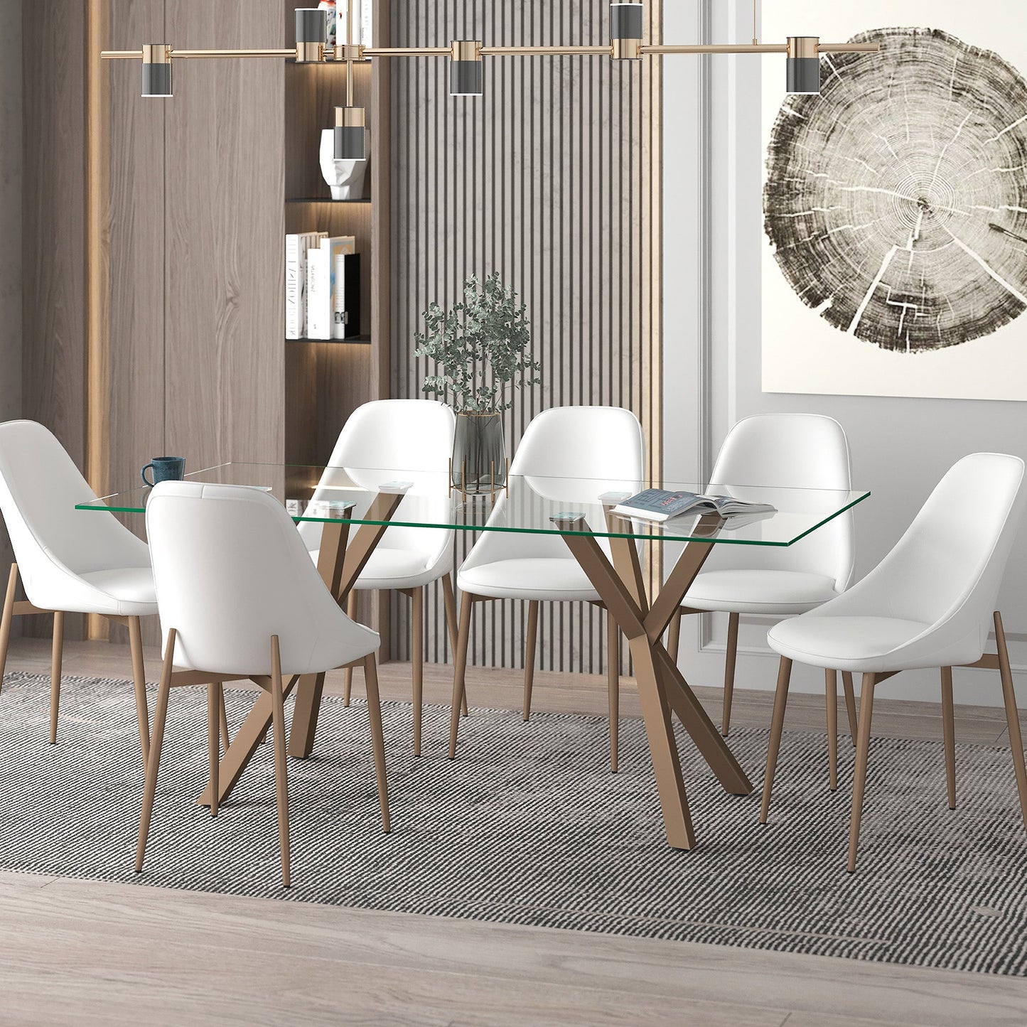Stark Gl_Cleo Wt 7pc Dining Set
