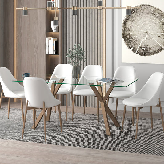 Stark Gl_Cleo Wt 7pc Dining Set