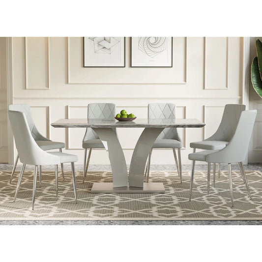 Napoli/Devo 7pc Dining Set, Grey/Light Grey - Furniture Depot