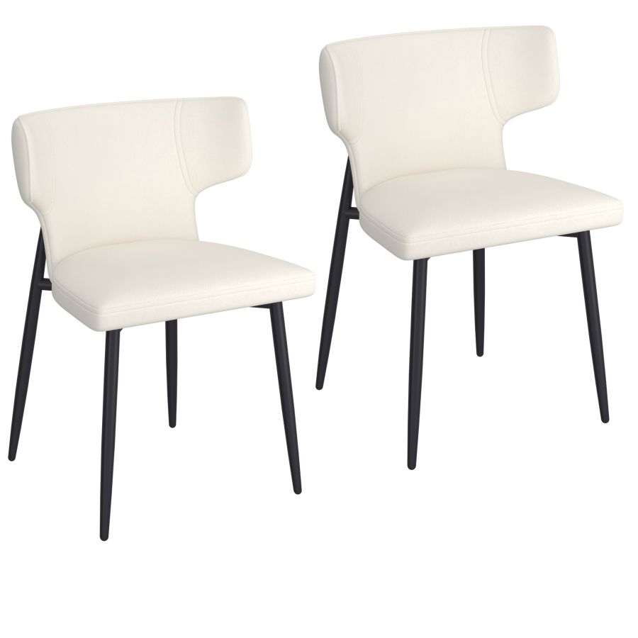 Leon/Olis 5pc Dining Set in Black Table with Beige Chair