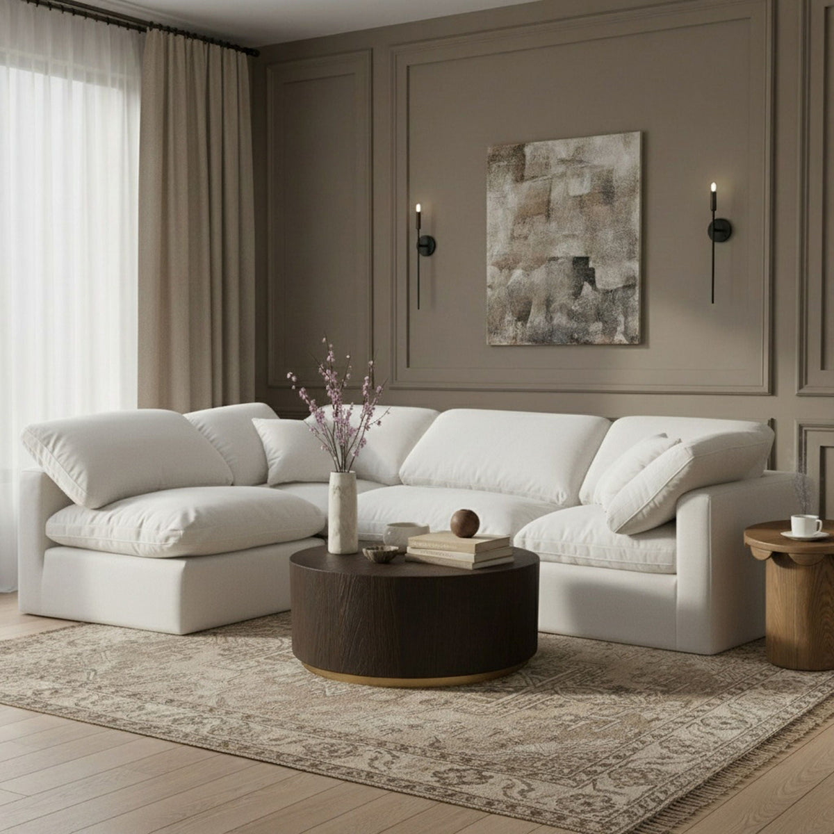 Indulge - Linen 4 Piece Modular Sectional - White