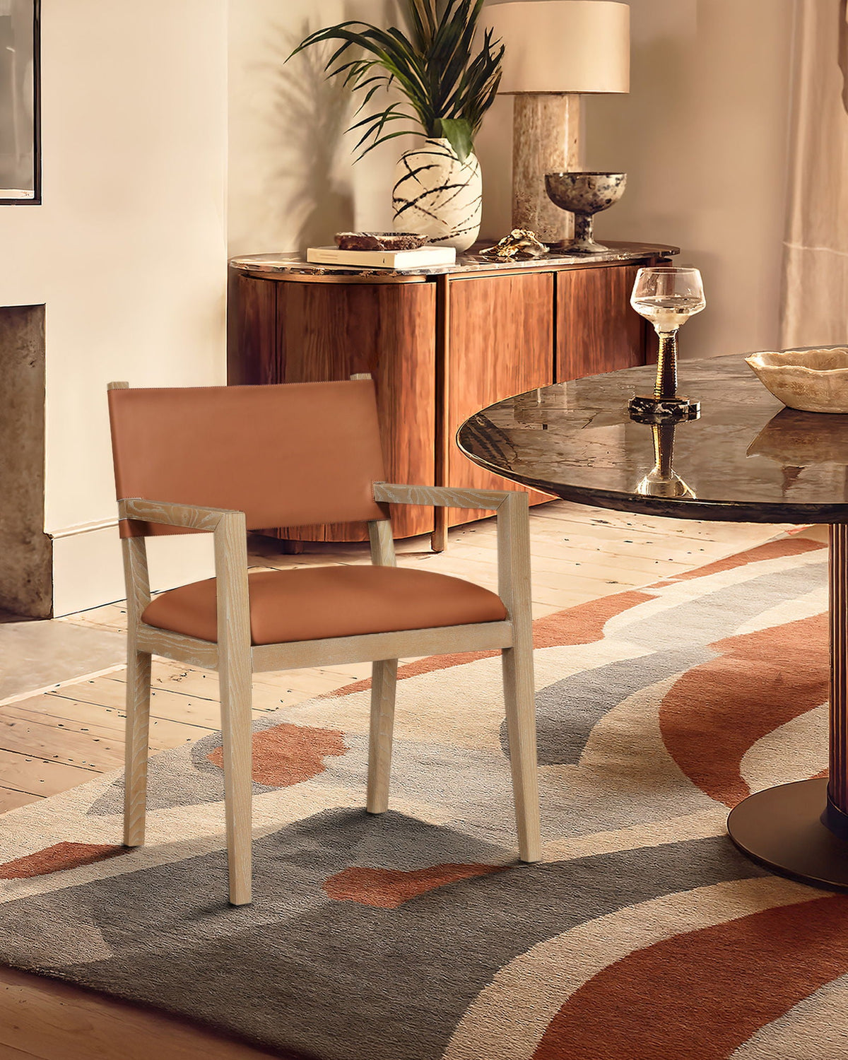 Avon - Vegan Leather Dining Arm Chair