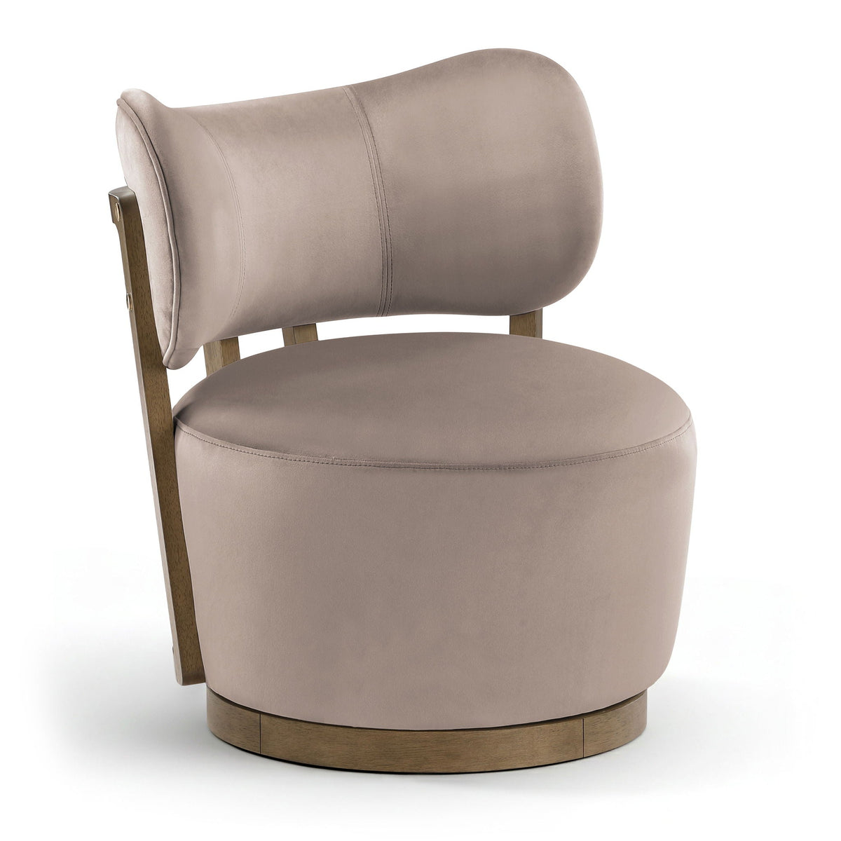 Elara - Velvet Upholstered Swivel Accent Chair - Taupe