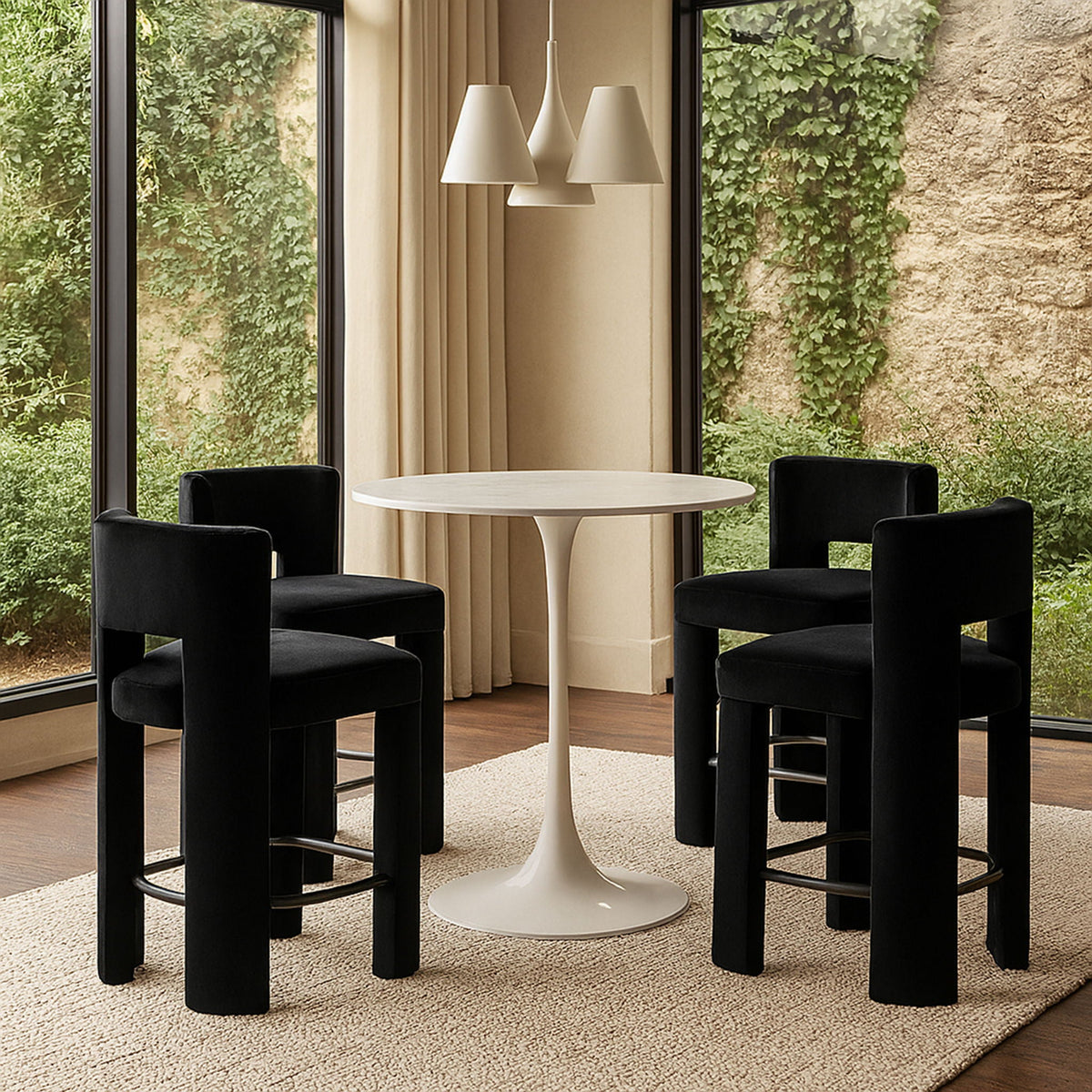 Zuno - Velvet Performance Fabric Upholstered Counter Stool (Set of 2)