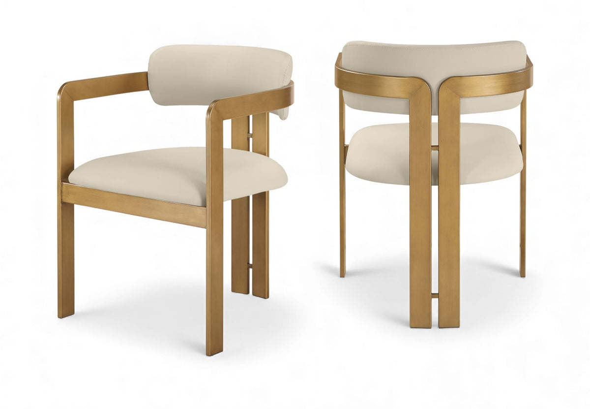 Aurum - Vegan Leather Upholstered Dining Chair With Brushed Brass Base (Set of 2)