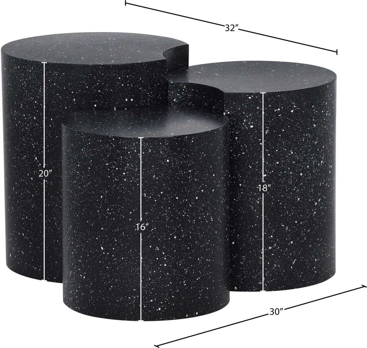 Dimple - 20" 3 Piece Modular End Table - Terazzo Finish