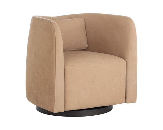 Emilie Swivel Lounge Chair - Nubuck Tan Leather