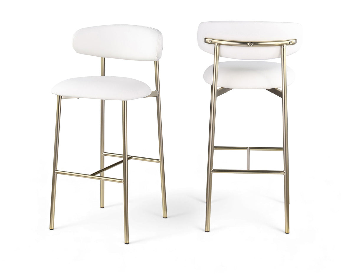 Lupita - Vegan Leather Upholstered Bar Stool With Brushed Gold Frame (Set of 2)