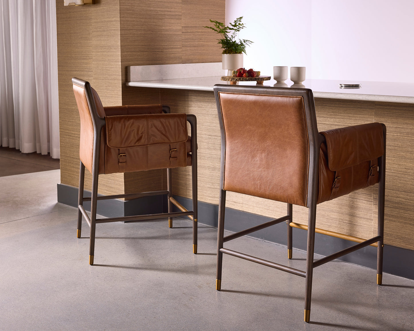 Mauti Counter Stool - Brown - Shalimar Tobacco Leather