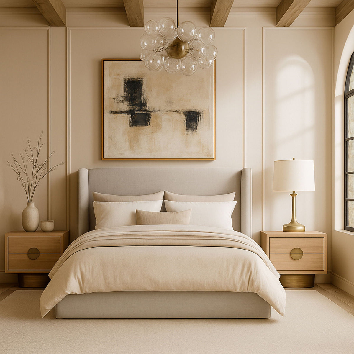 Kendall - Linen Textured Fabric Upholstered Bed