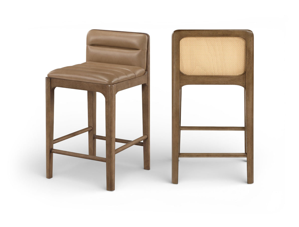 Ellis - Vegan Leather Upholstered Counter Stool (Set of 2) - Tan