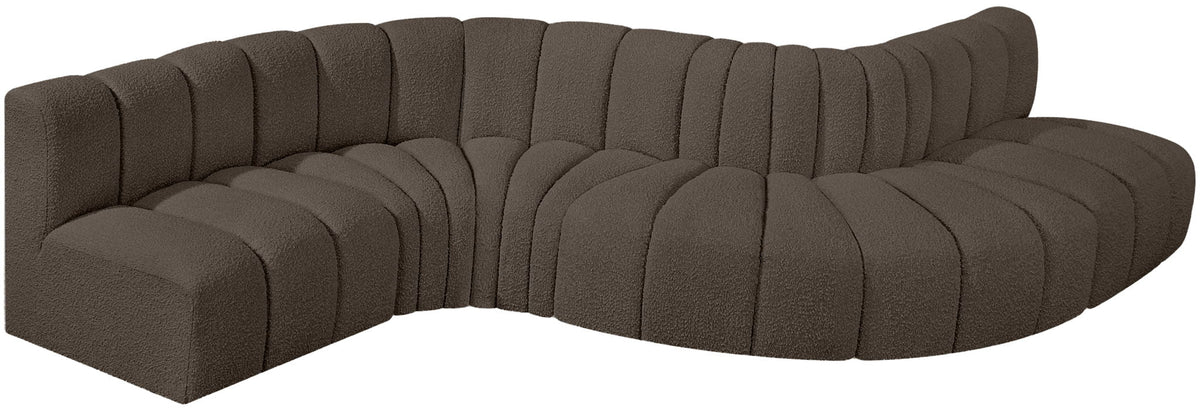 Arc - Boucle Fabric 6 Piece Curved Modular Sofa