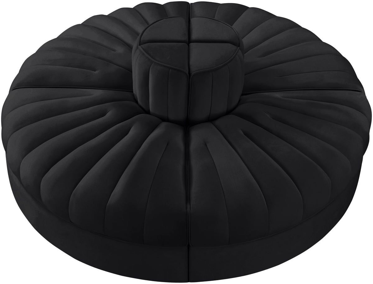 Rummi - Round Velvet Performance Fabric Upholstered 4 Piece Modular Sofa