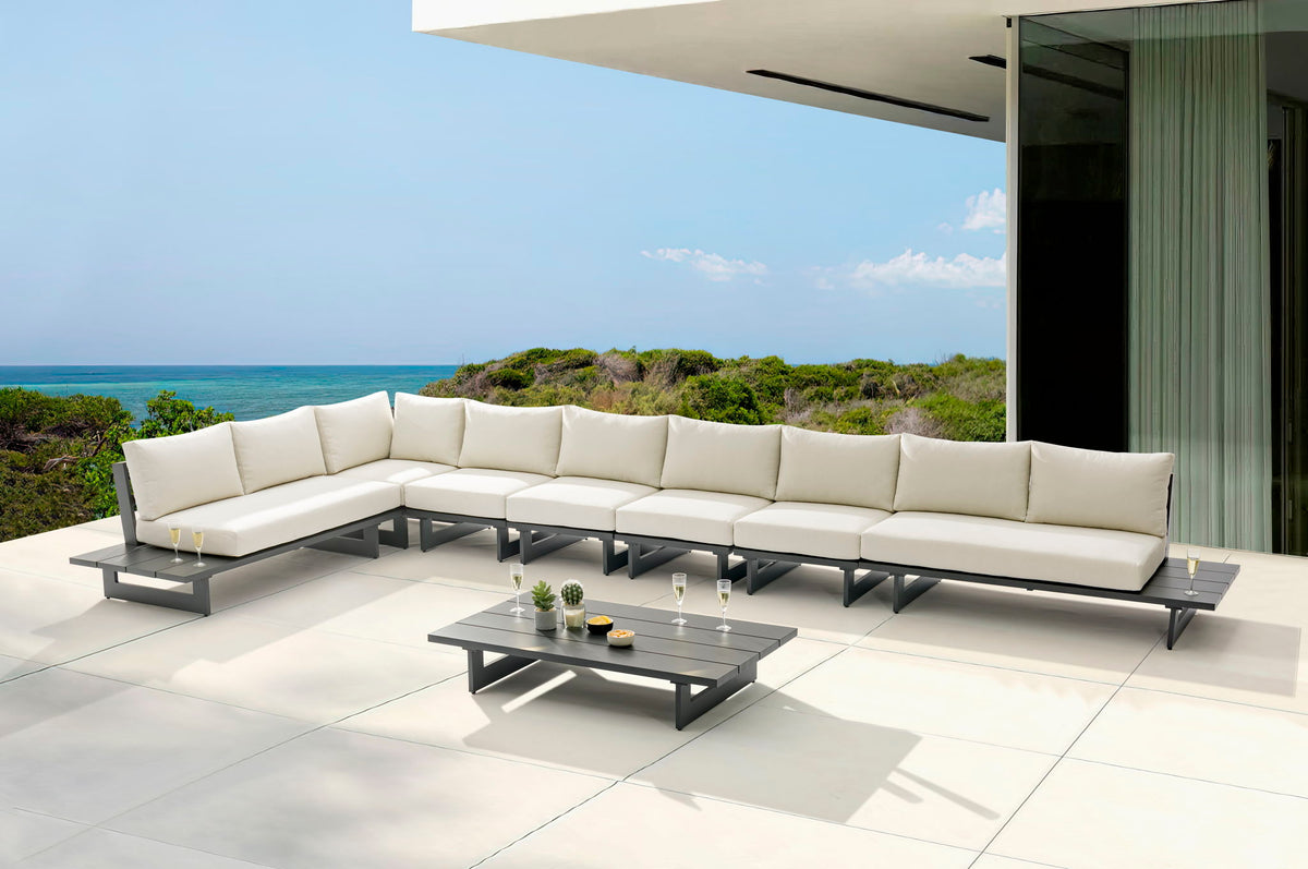 Maldives - 7 Piece Water Resistant Outdoor Patio Modular Sectional With Gray Base