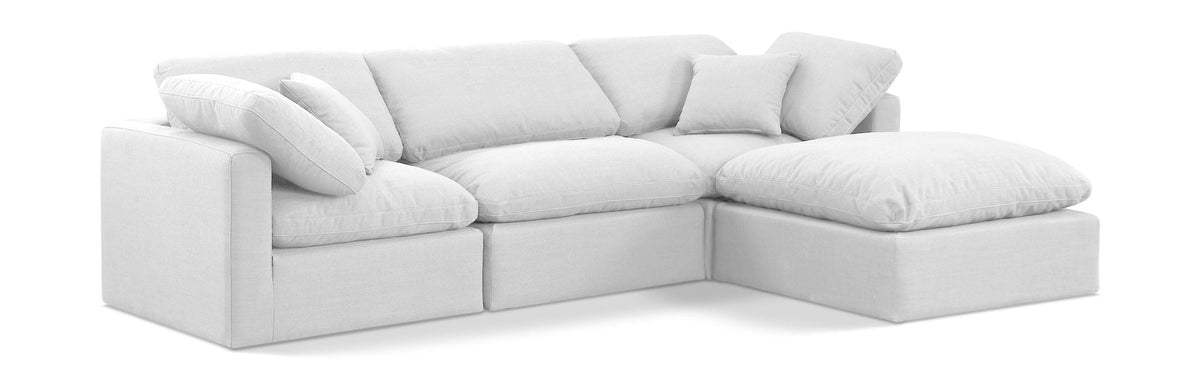 Indulge - Linen 4 Piece Modular Sectional With Chaise - White