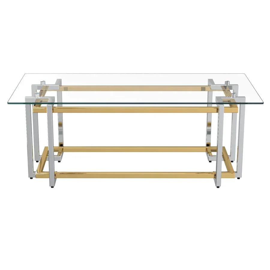 Florina Rectangular Coffee Table in Silver and Gold - Furniture Depot