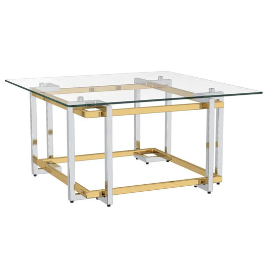 Florina Square Coffee Table in Silver and Gold - Furniture Depot