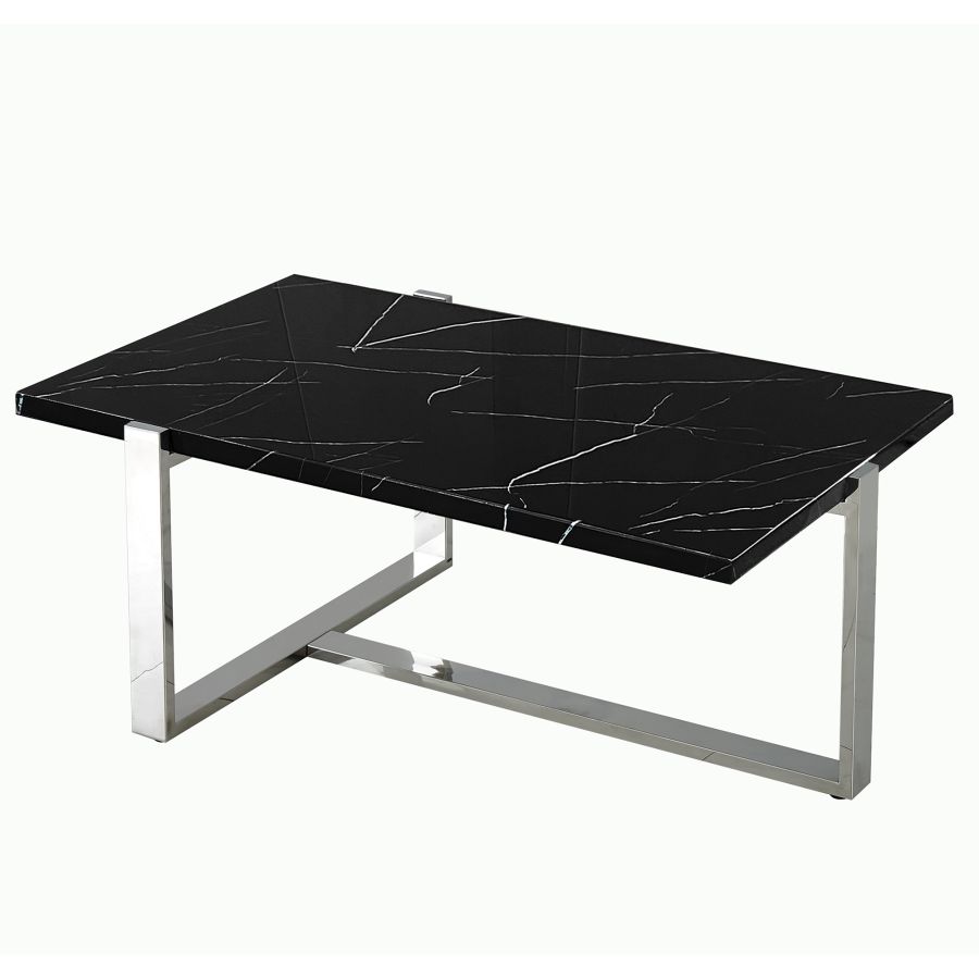 Veno Coffee Table in Black and Silver - Furniture Depot