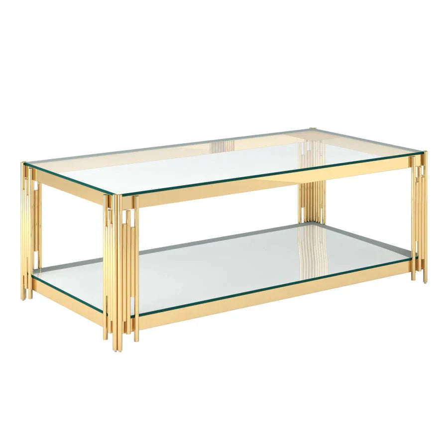 Estrel Rectangular Coffee Table in Gold - Furniture Depot