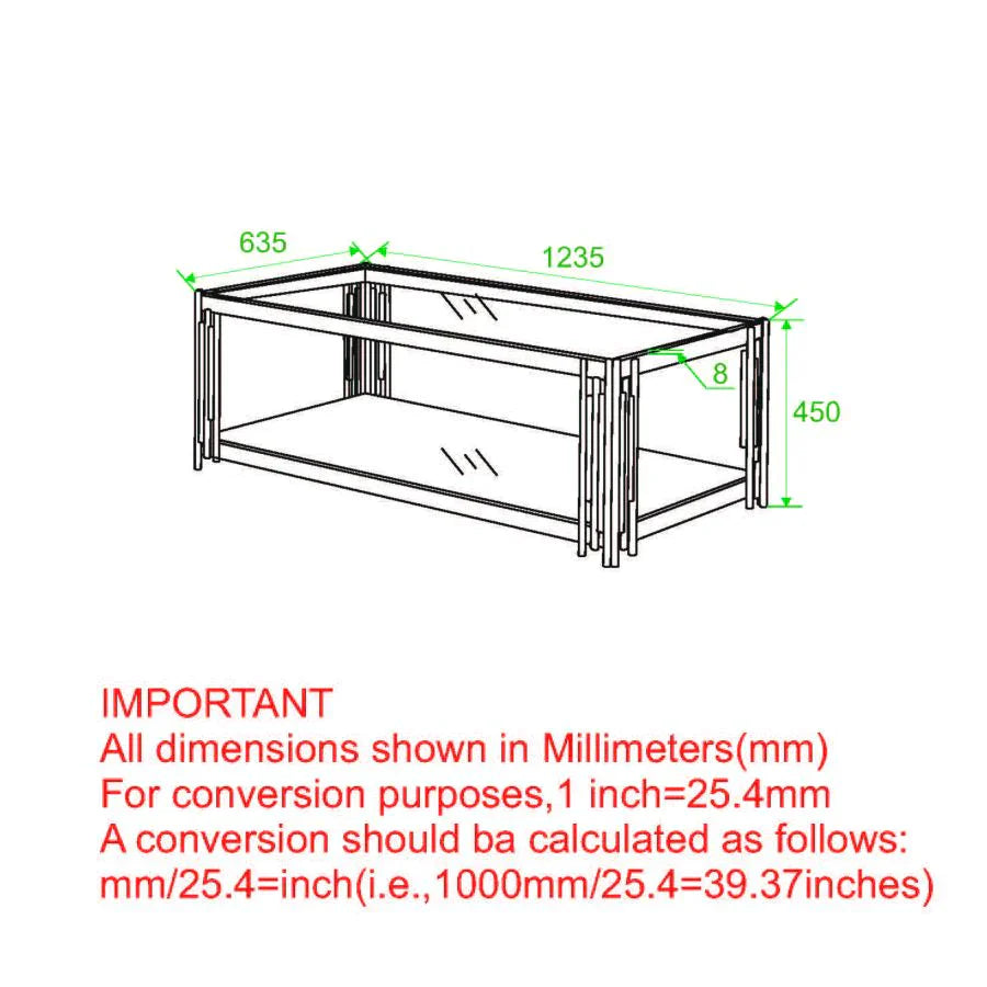 Estrel Rectangular Coffee Table in Gold - Furniture Depot